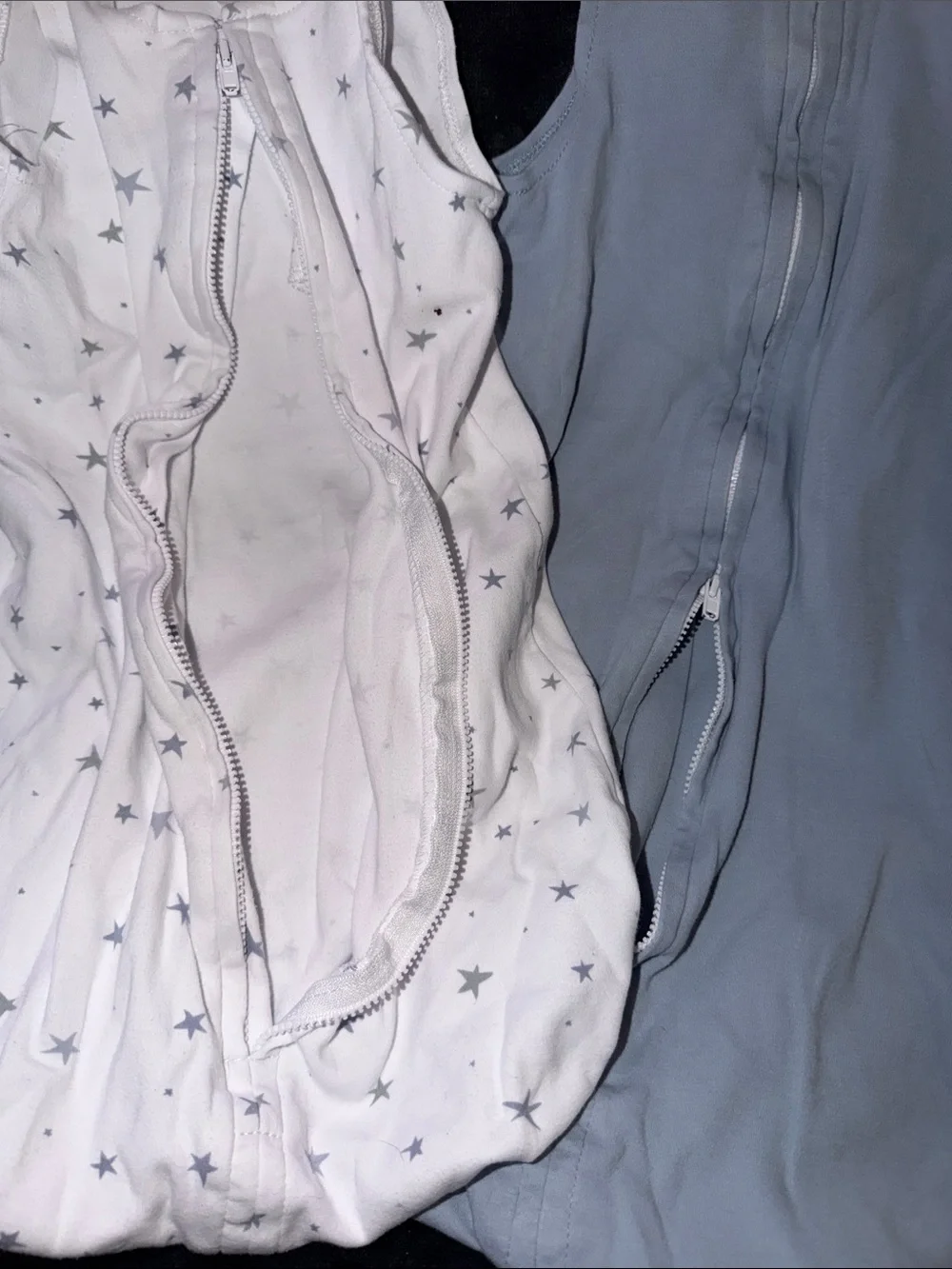 Sleeveless Baby Sleep Sacks in Light Blue and White Star - Soft Zip Front